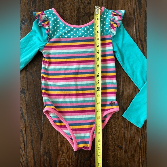 Matilda Jane Girls 8 “Moments With You” Teal Green/Multi-Color Stripes Bodysuit - Picture 6 of 10